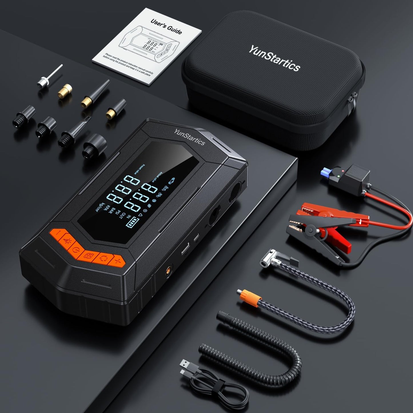 4000A Battery Jumper Starter Portable, Jump Starter with Air Compressor Car Battery Jump Starter with 150PSL Cordless Auto-Shutoff Tire Inflator, 12V Portable Jump Starter for Car